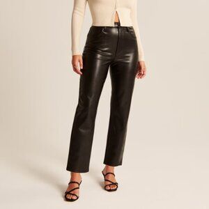 Curve Love Vegan Leather Ankle Straight Pant